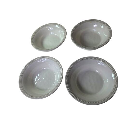 PIER 1 Spice Route All White Beaded Edge Textured Melamine Cereal Bowl Set of 4 - Picture 1 of 10